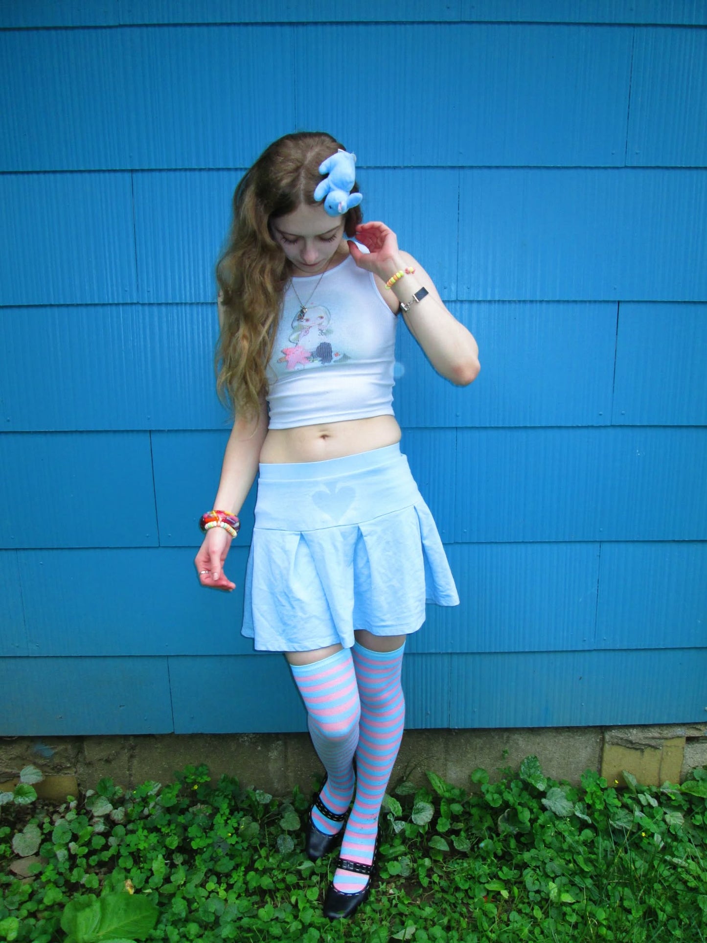 pastel blue spade skirt