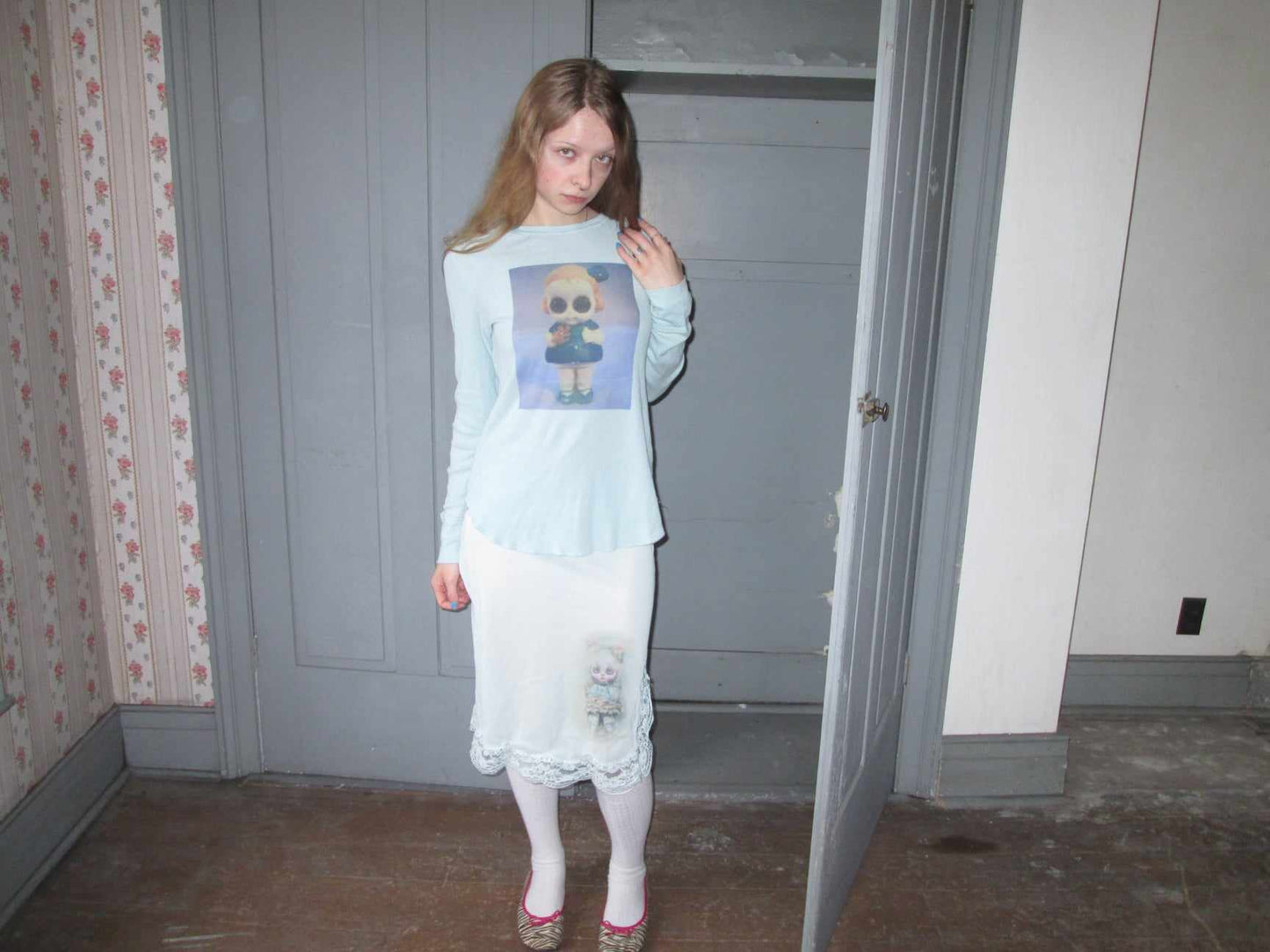 big eyes waffleknit shirt