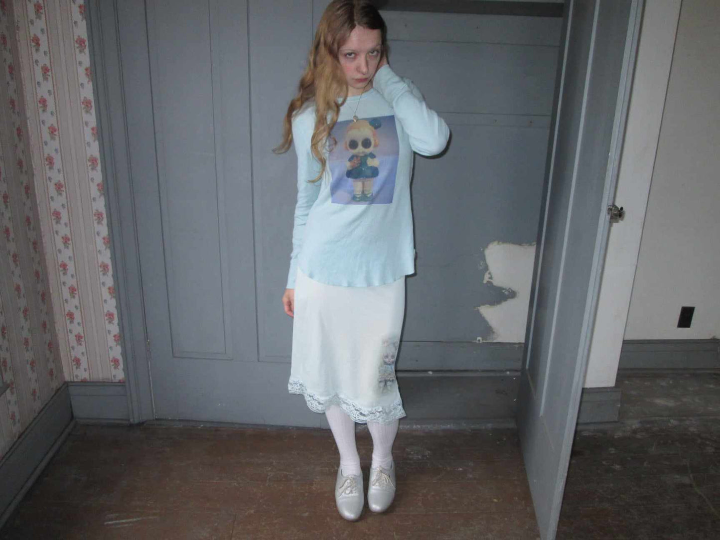 big eyes waffleknit shirt