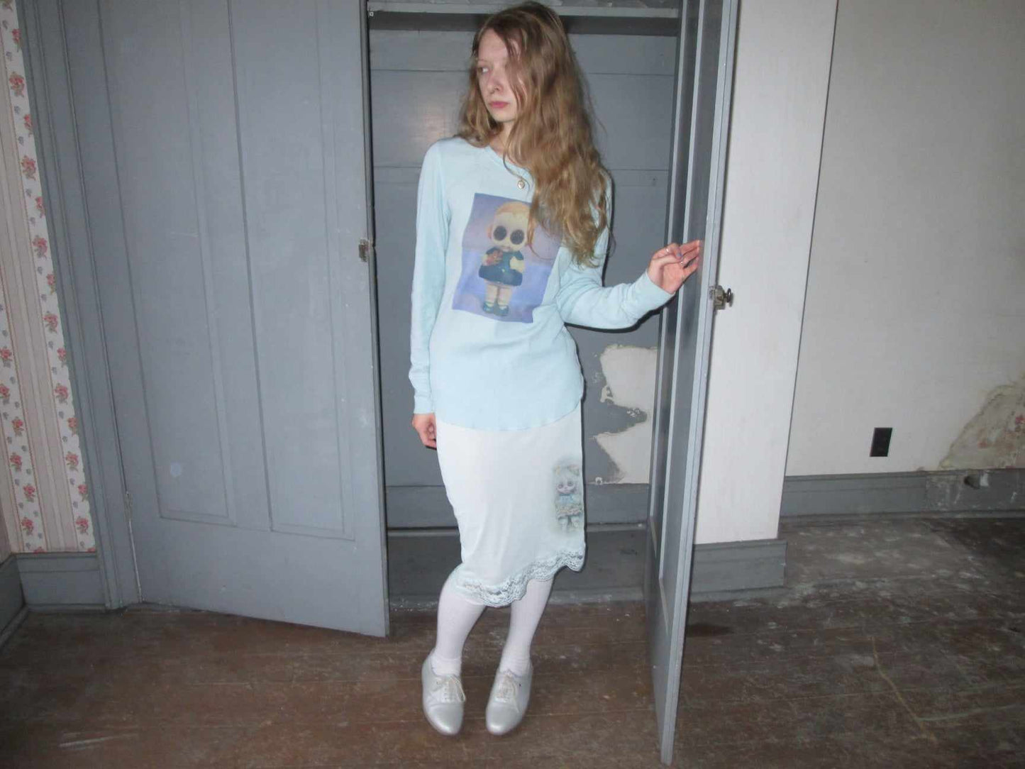 big eyes waffleknit shirt