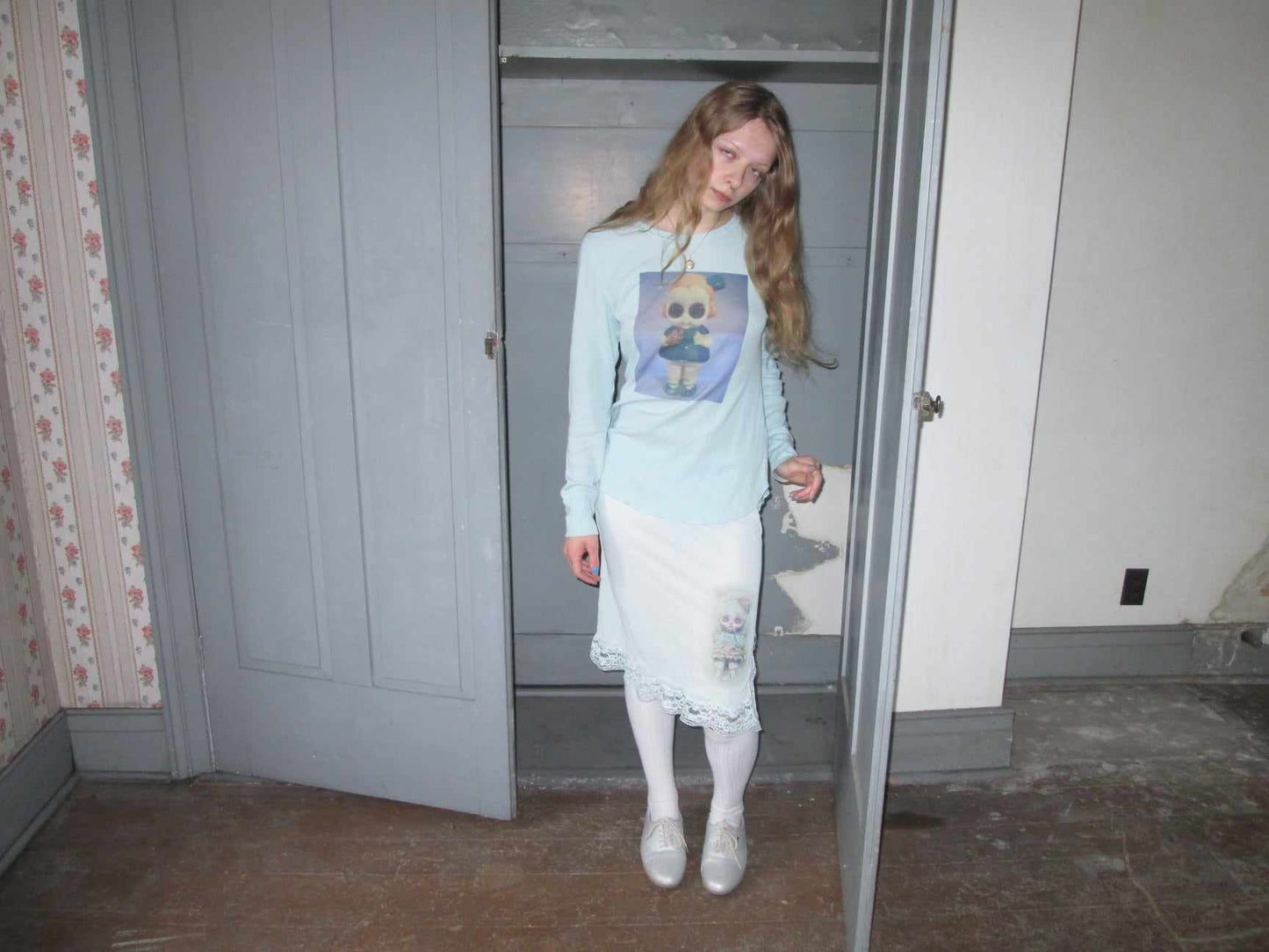 big eyes waffleknit shirt