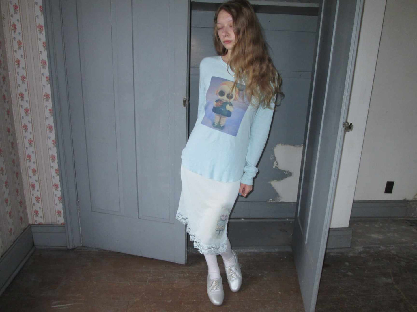 big eyes waffleknit shirt