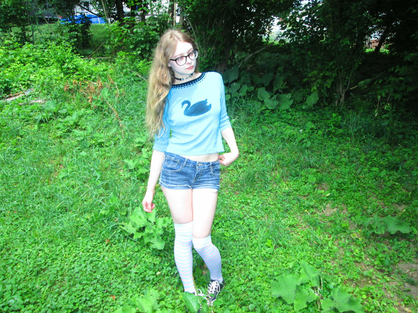 turquoise and black swan sweater