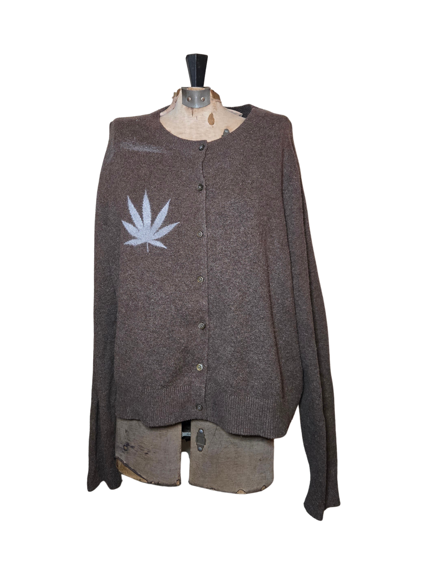 brown weed cardigan