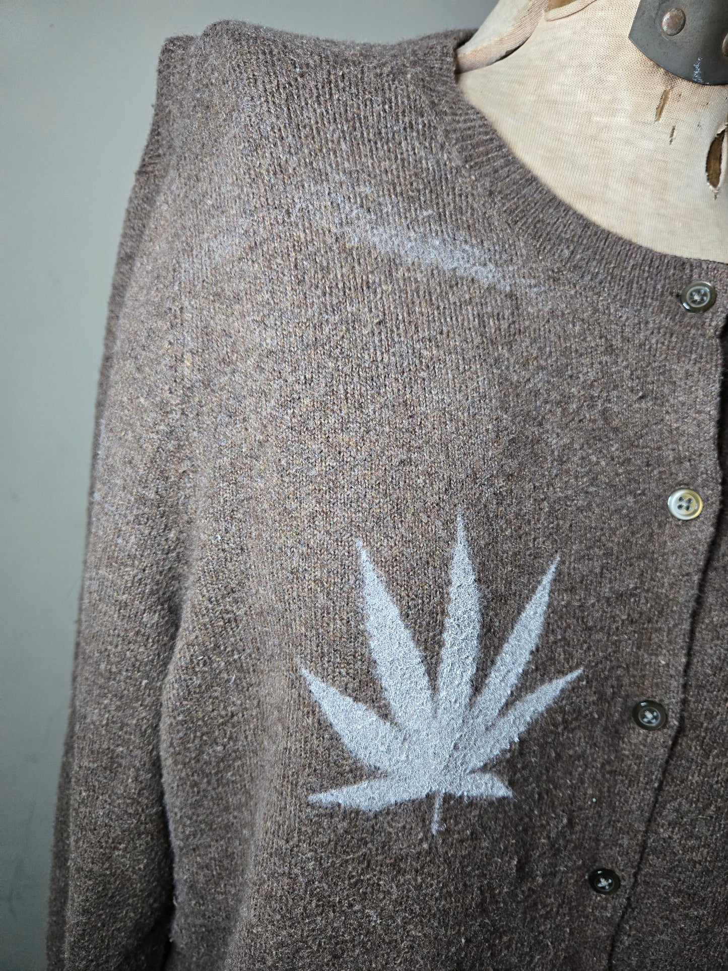 brown weed cardigan