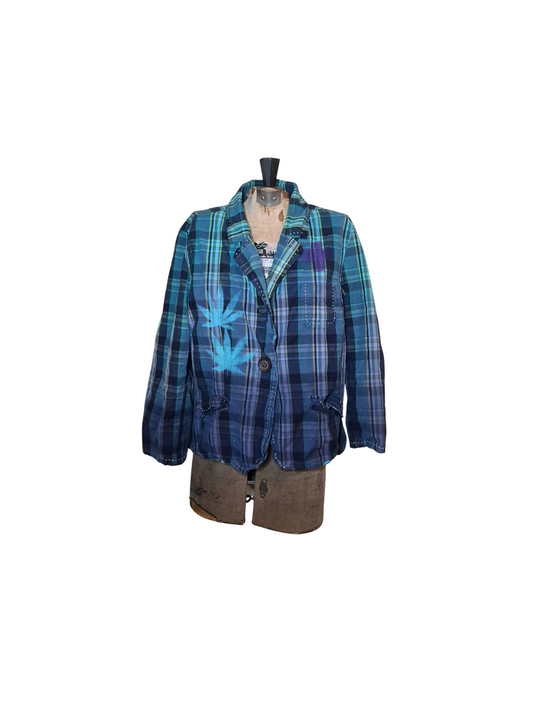 plaid spray painted jacket