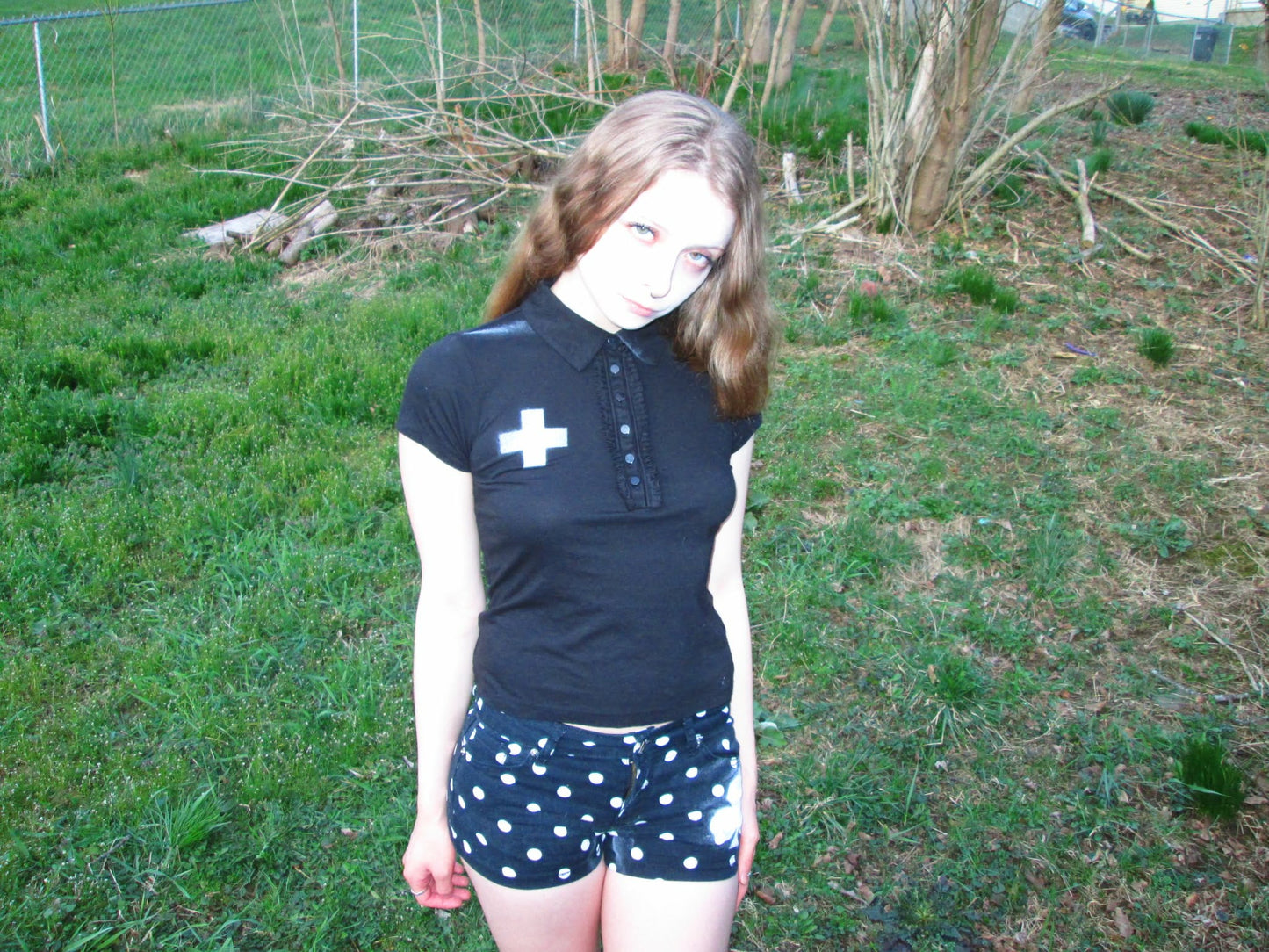 ruffled polo with cross