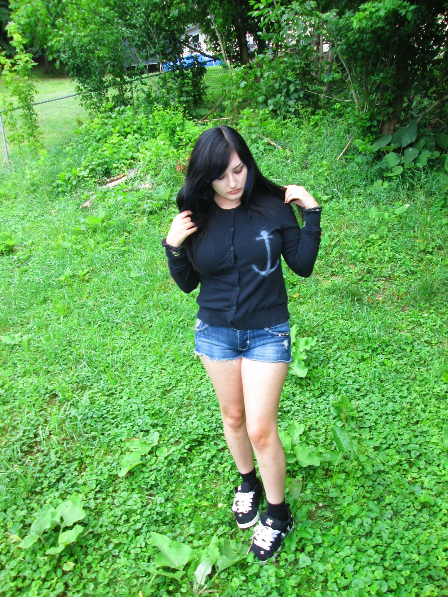 black and white anchor cardigan