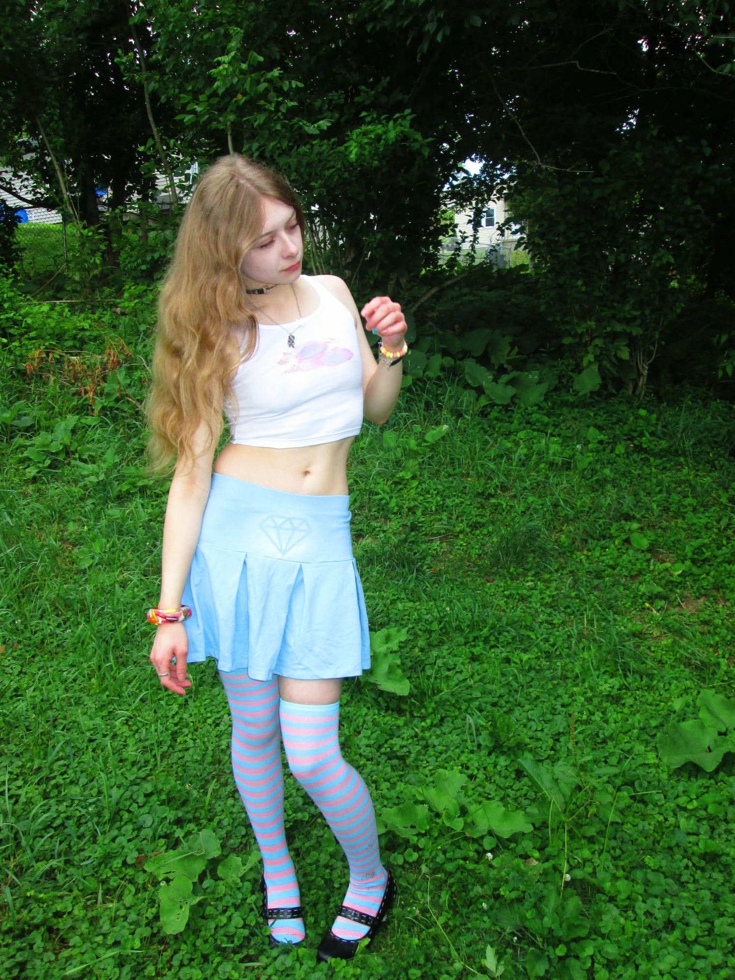 pastel blue diamond skirt