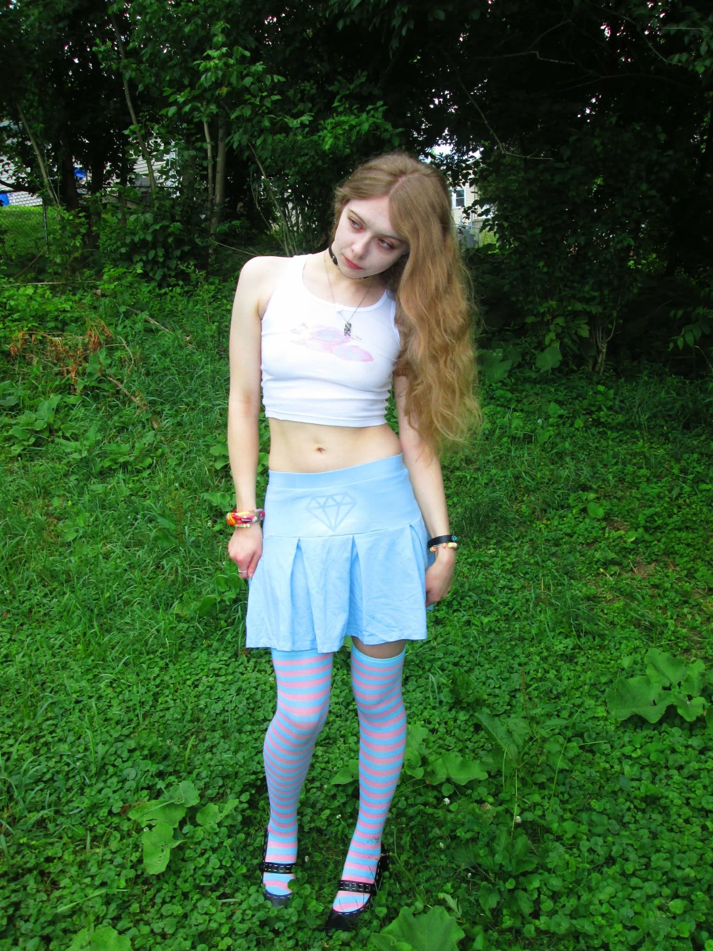 pastel blue diamond skirt
