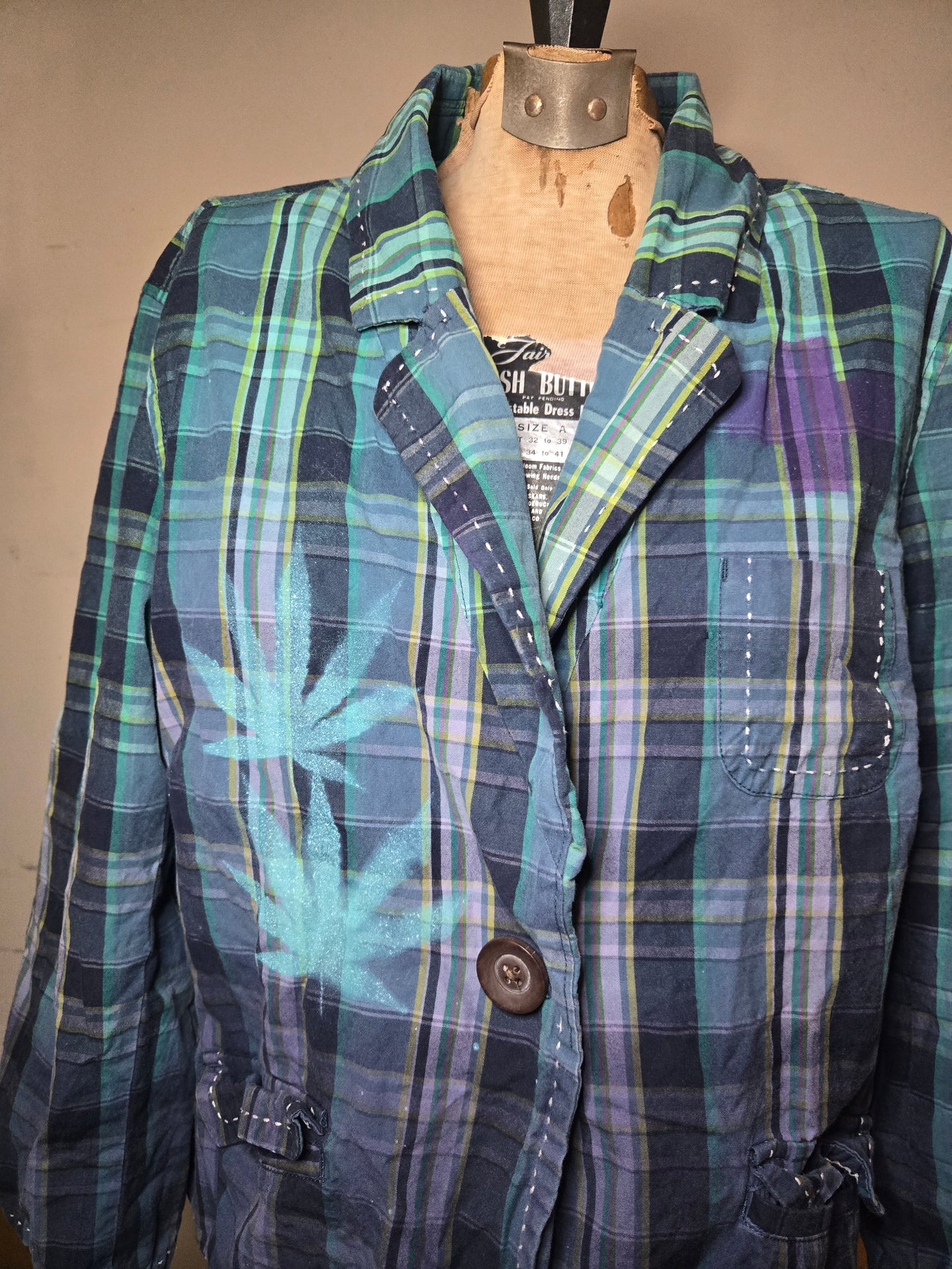 plaid spray painted jacket
