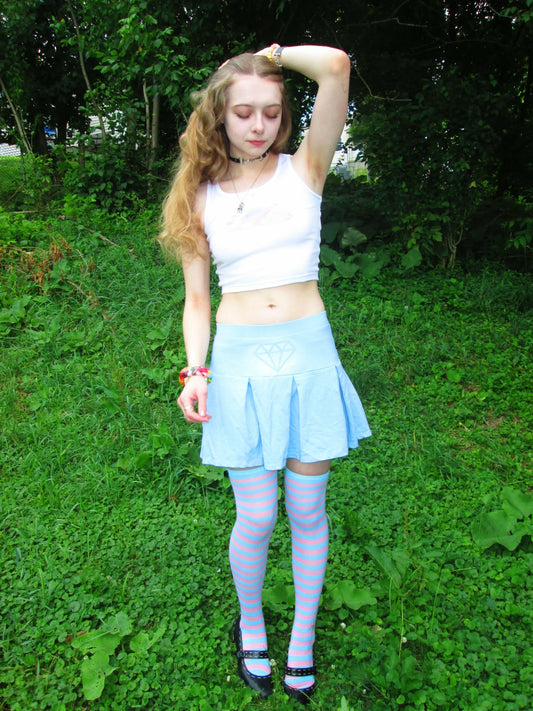 pastel blue diamond skirt