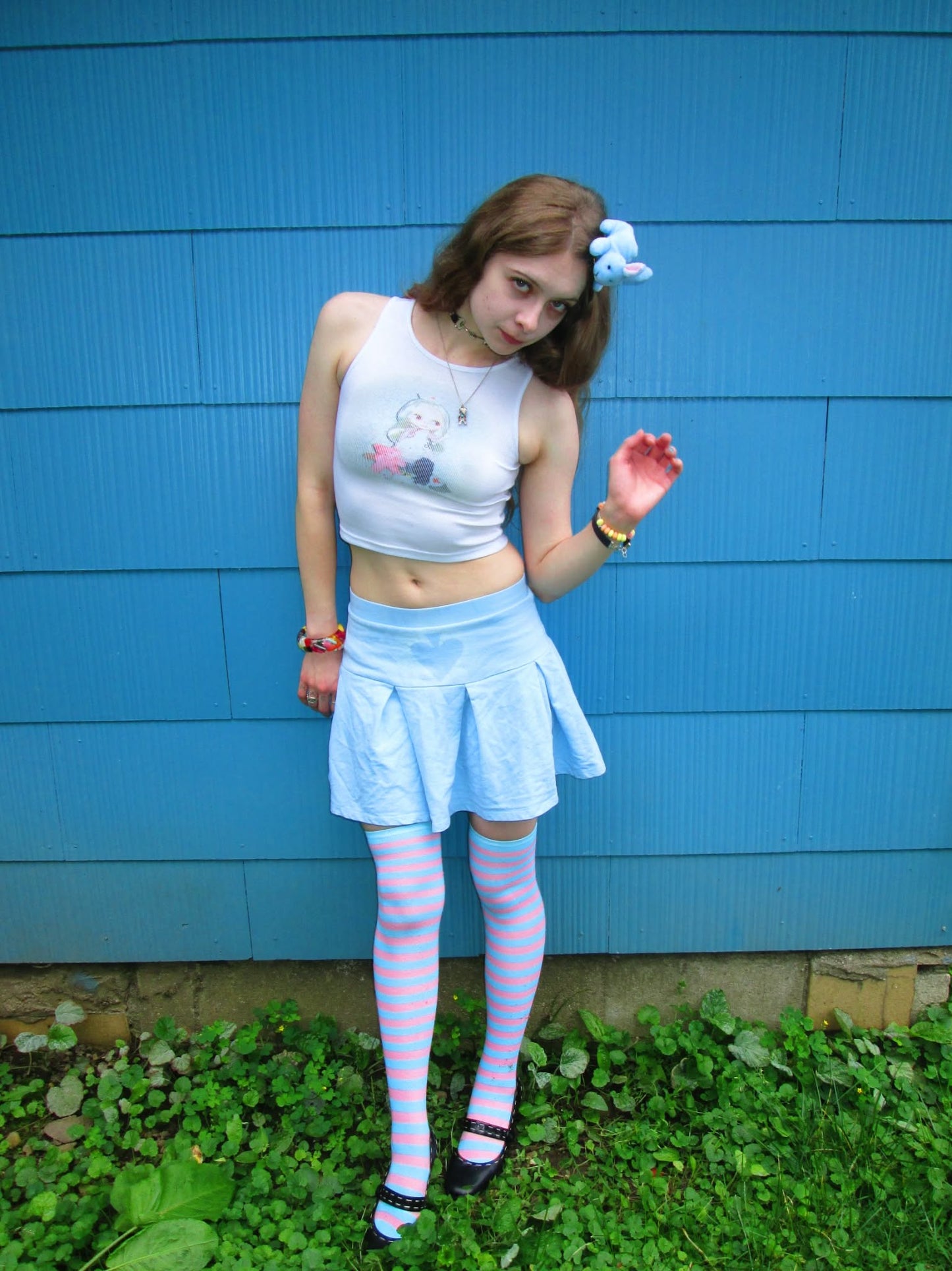 pastel blue spade skirt