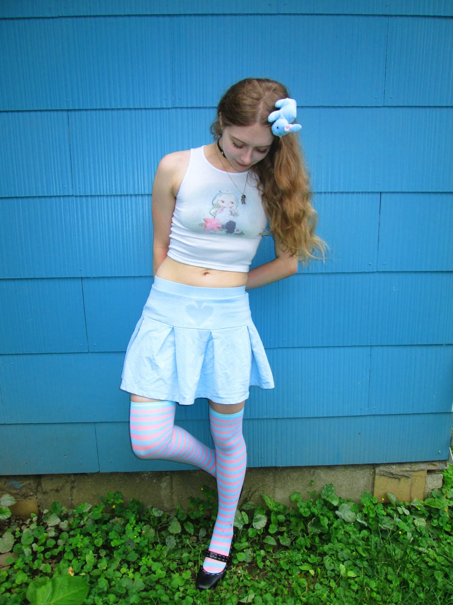 pastel blue spade skirt