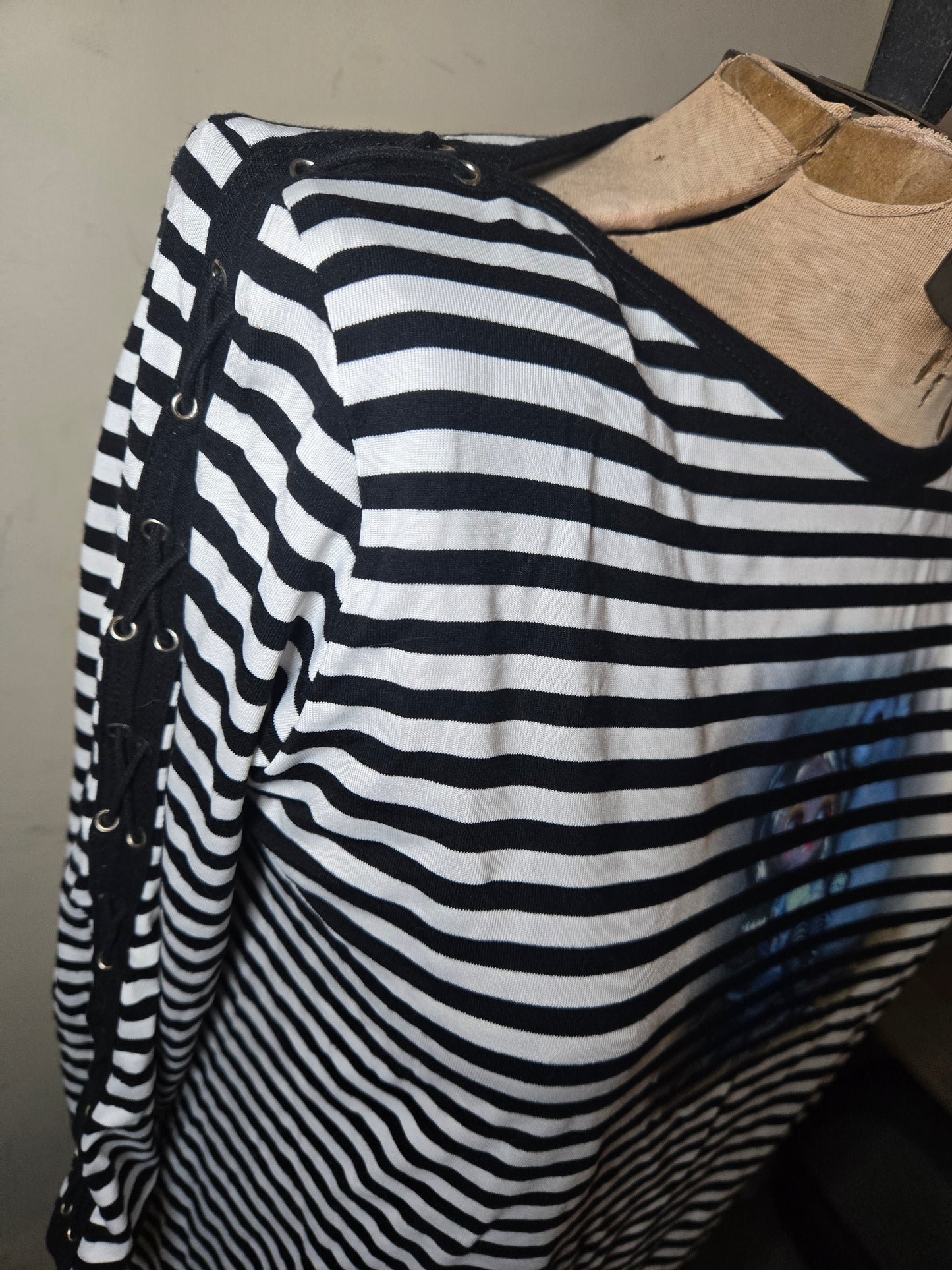 black and white striped alice top