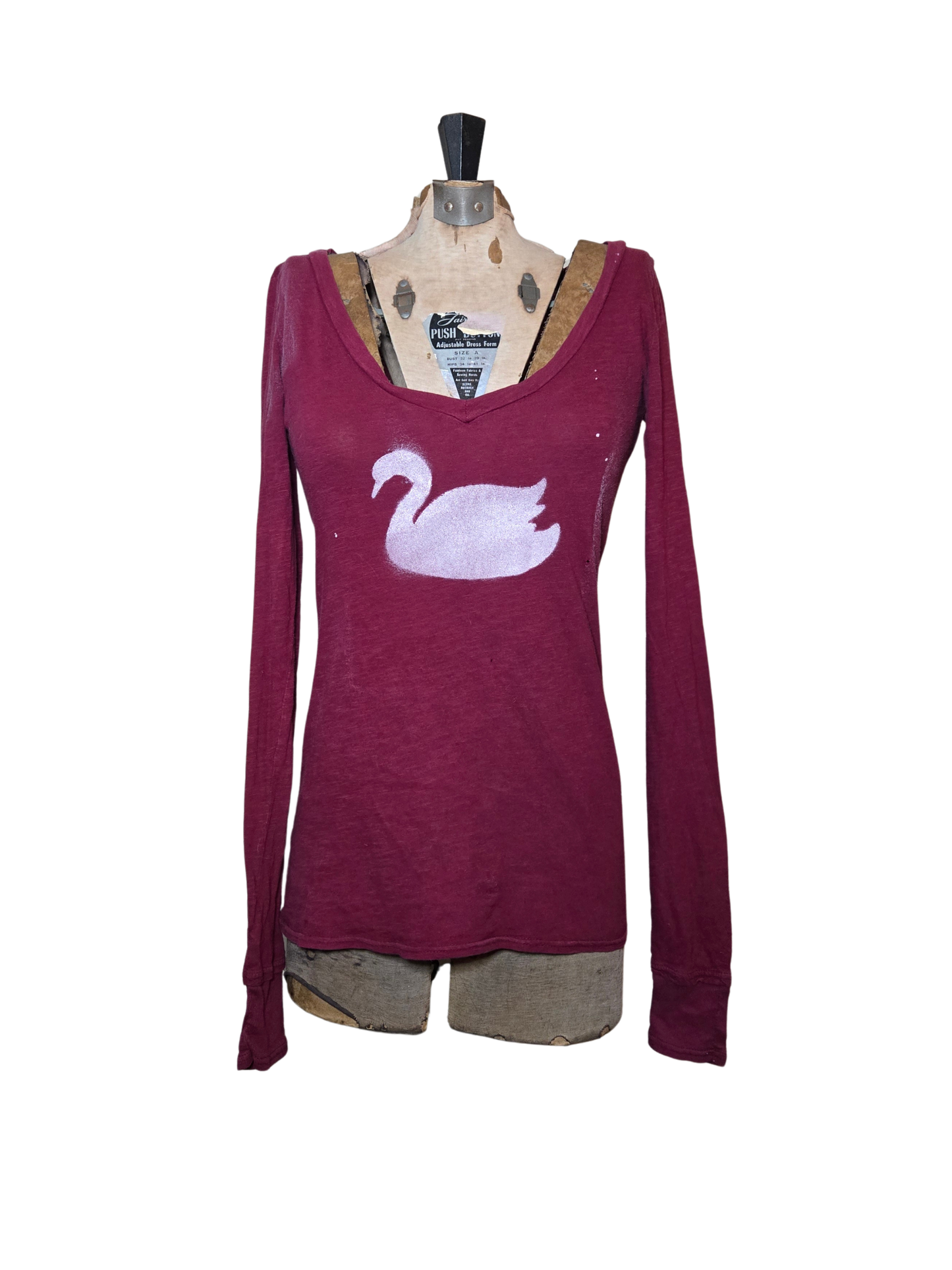 burgundy swan top