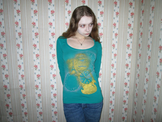 jade green collage top