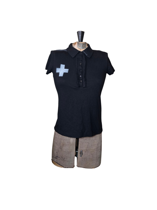 ruffled polo with cross