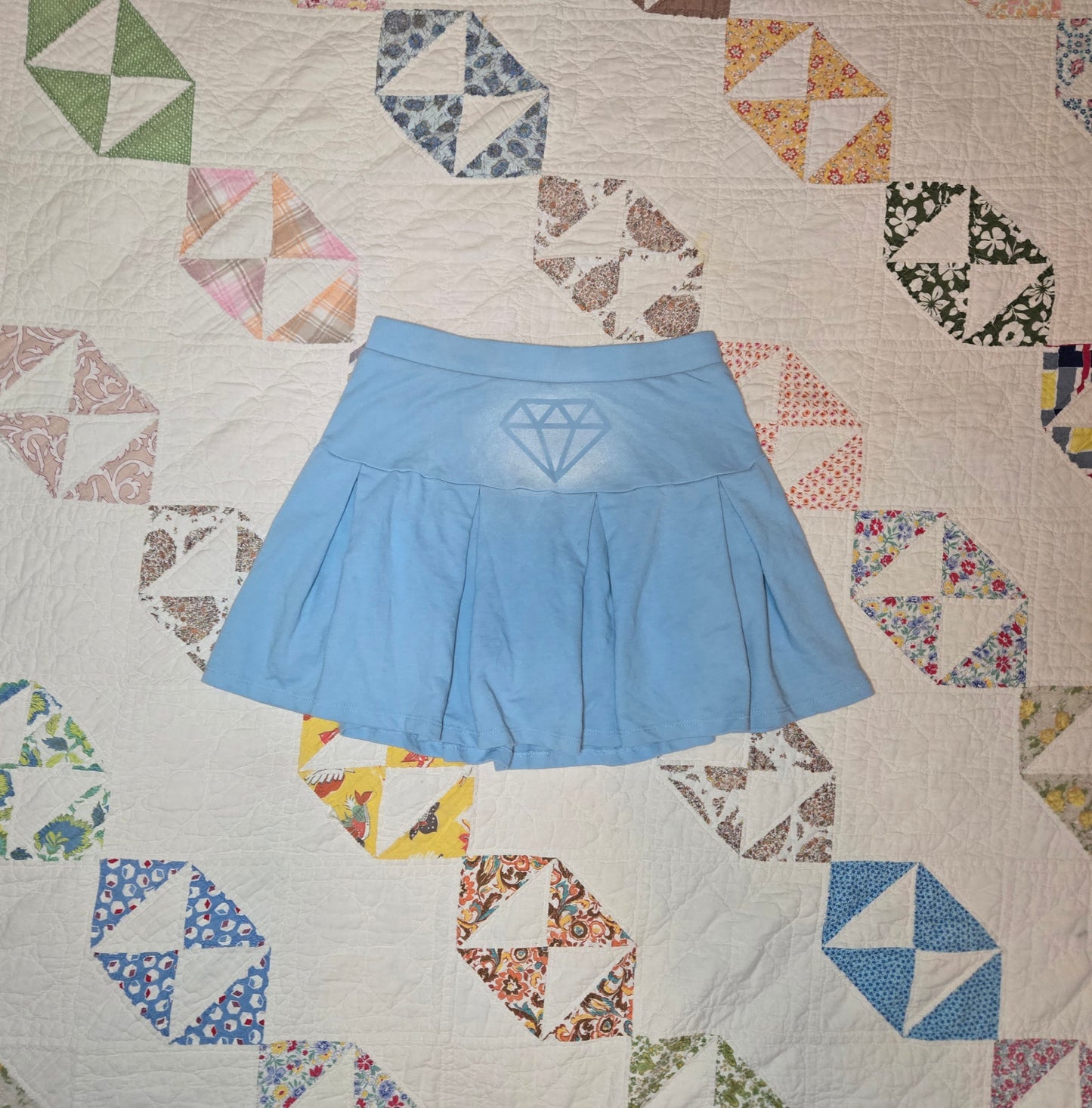 pastel blue diamond skirt