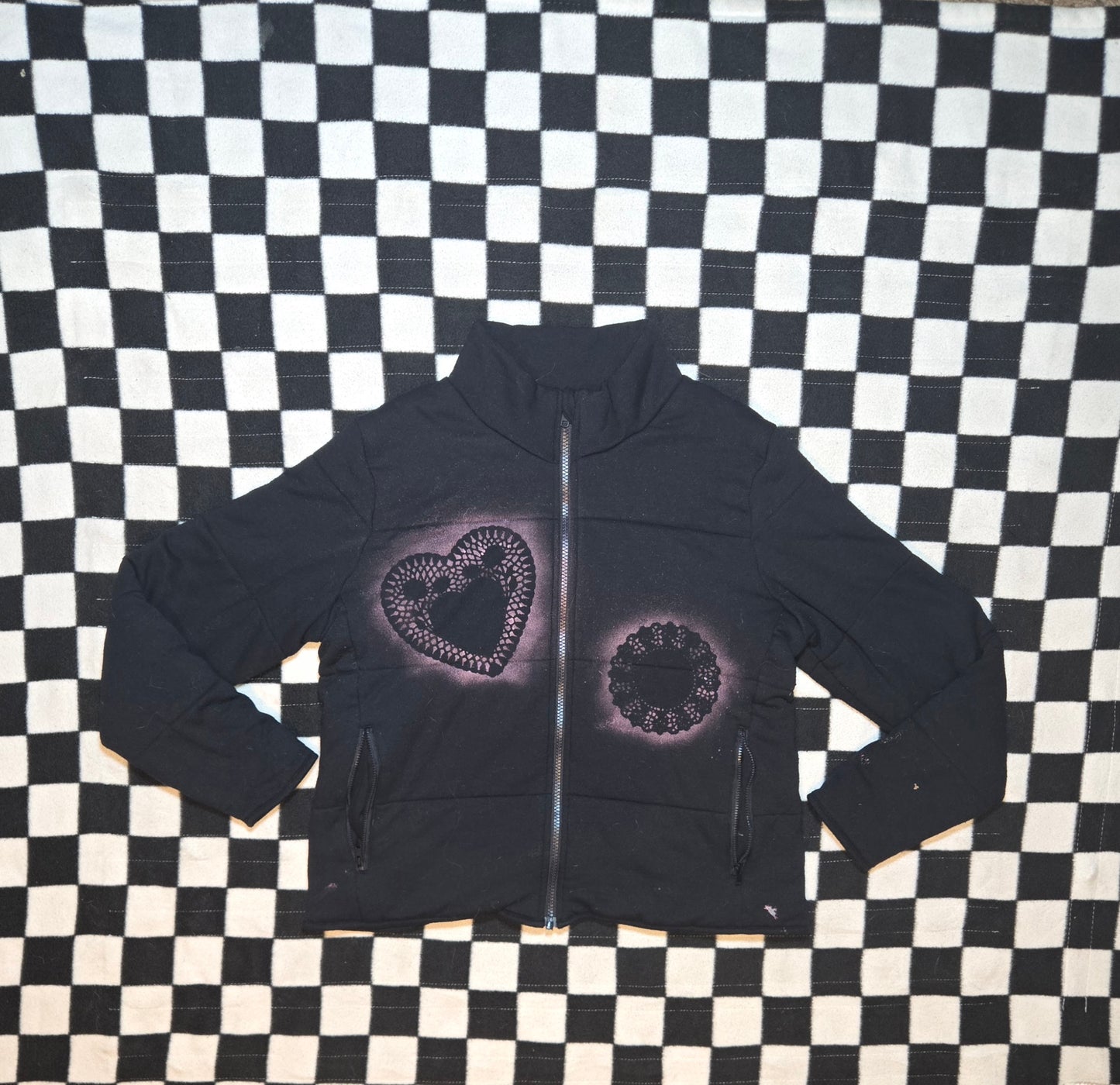 black and pink doily jacket