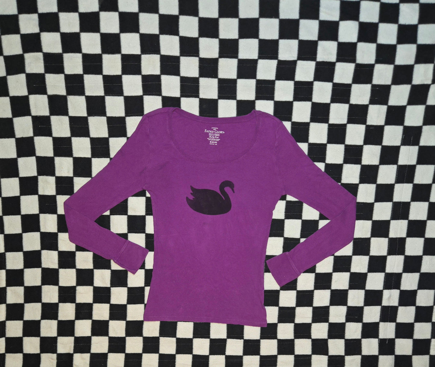 purple and black swan top