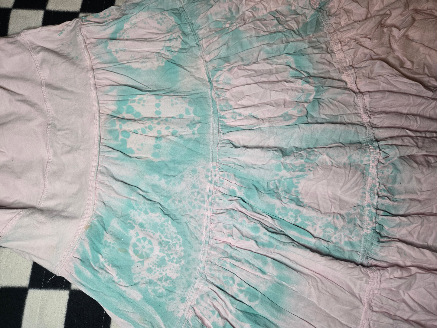 pink and blue doily skirt