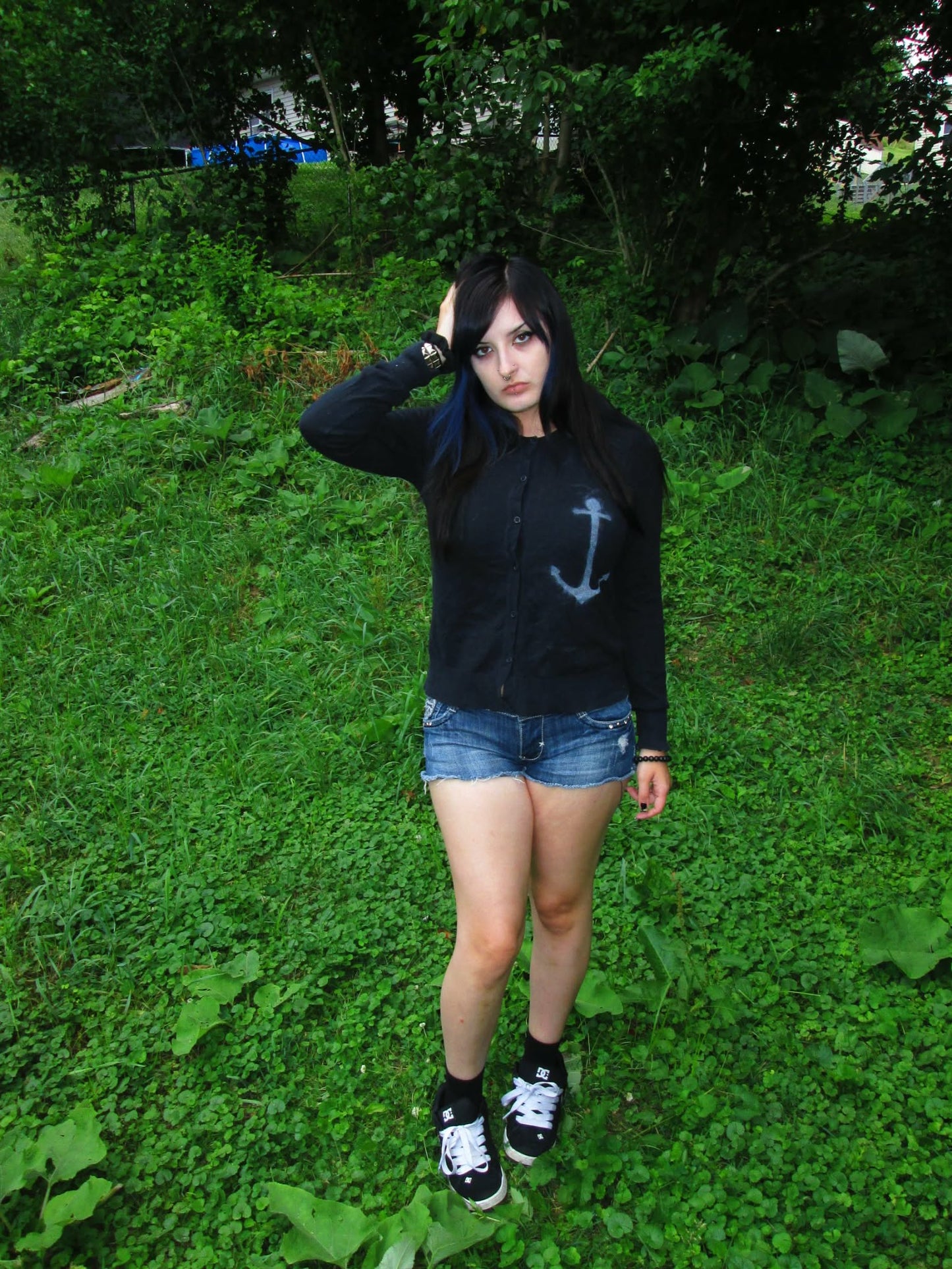 black and white anchor cardigan