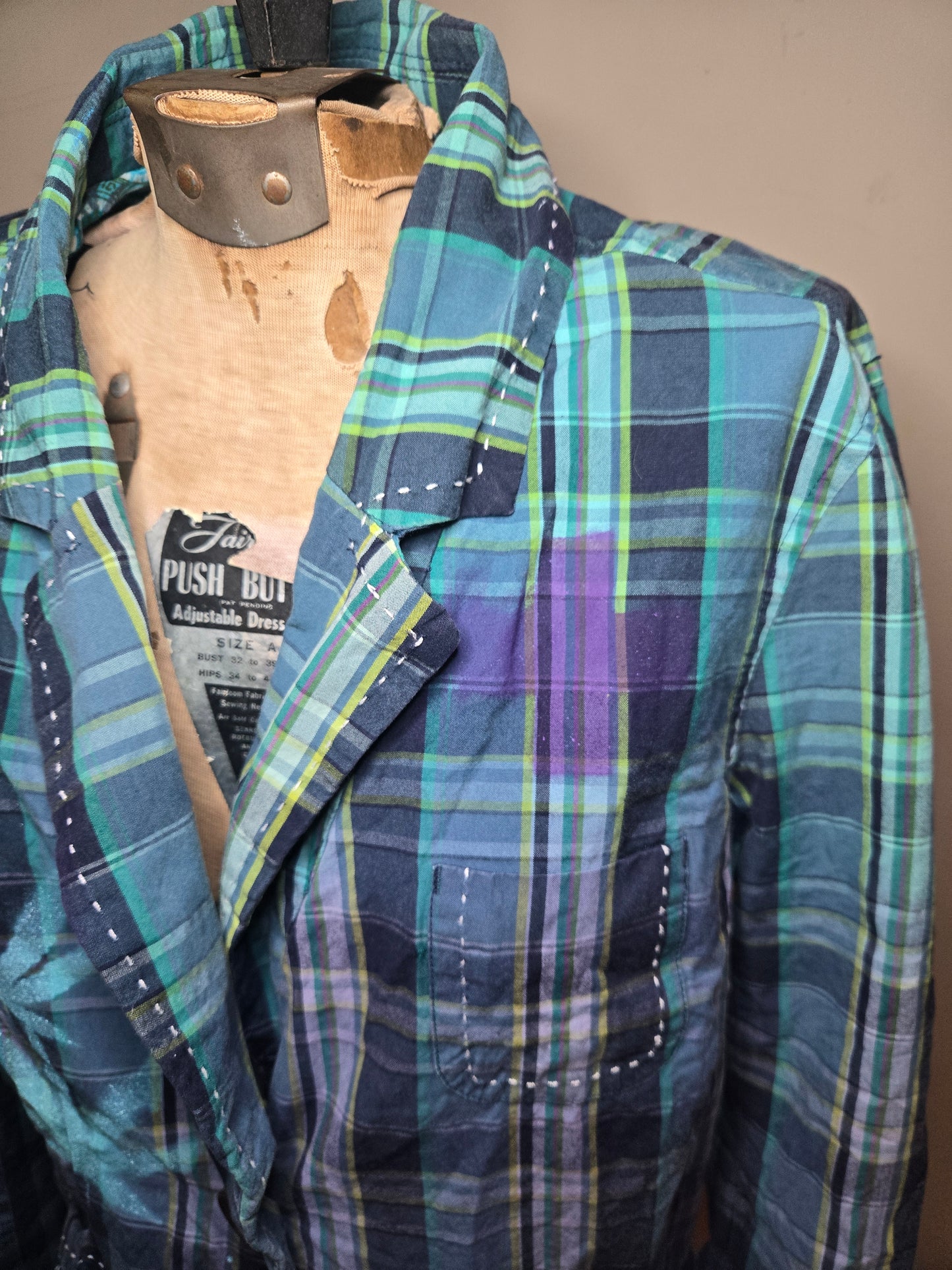 plaid spray painted jacket