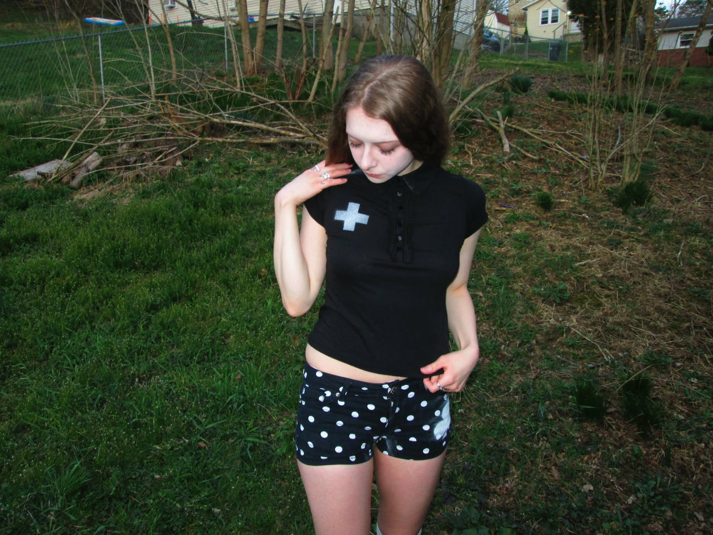 ruffled polo with cross