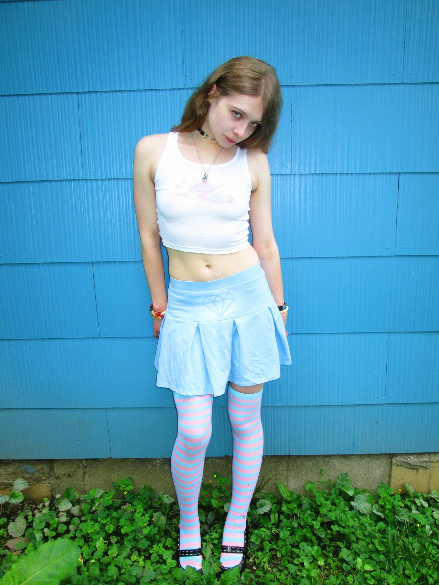 pastel blue diamond skirt