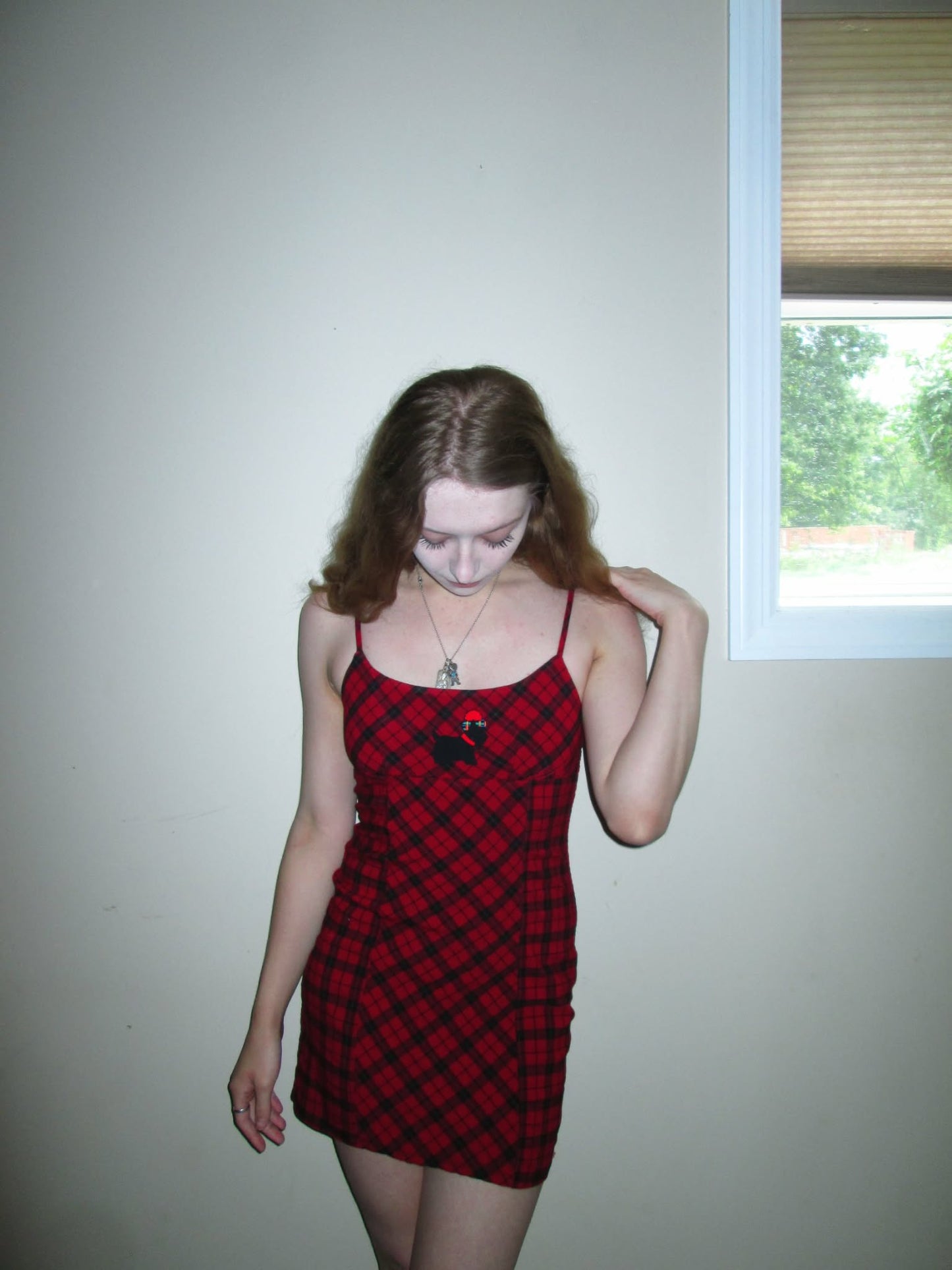 red and black scotty dress 1