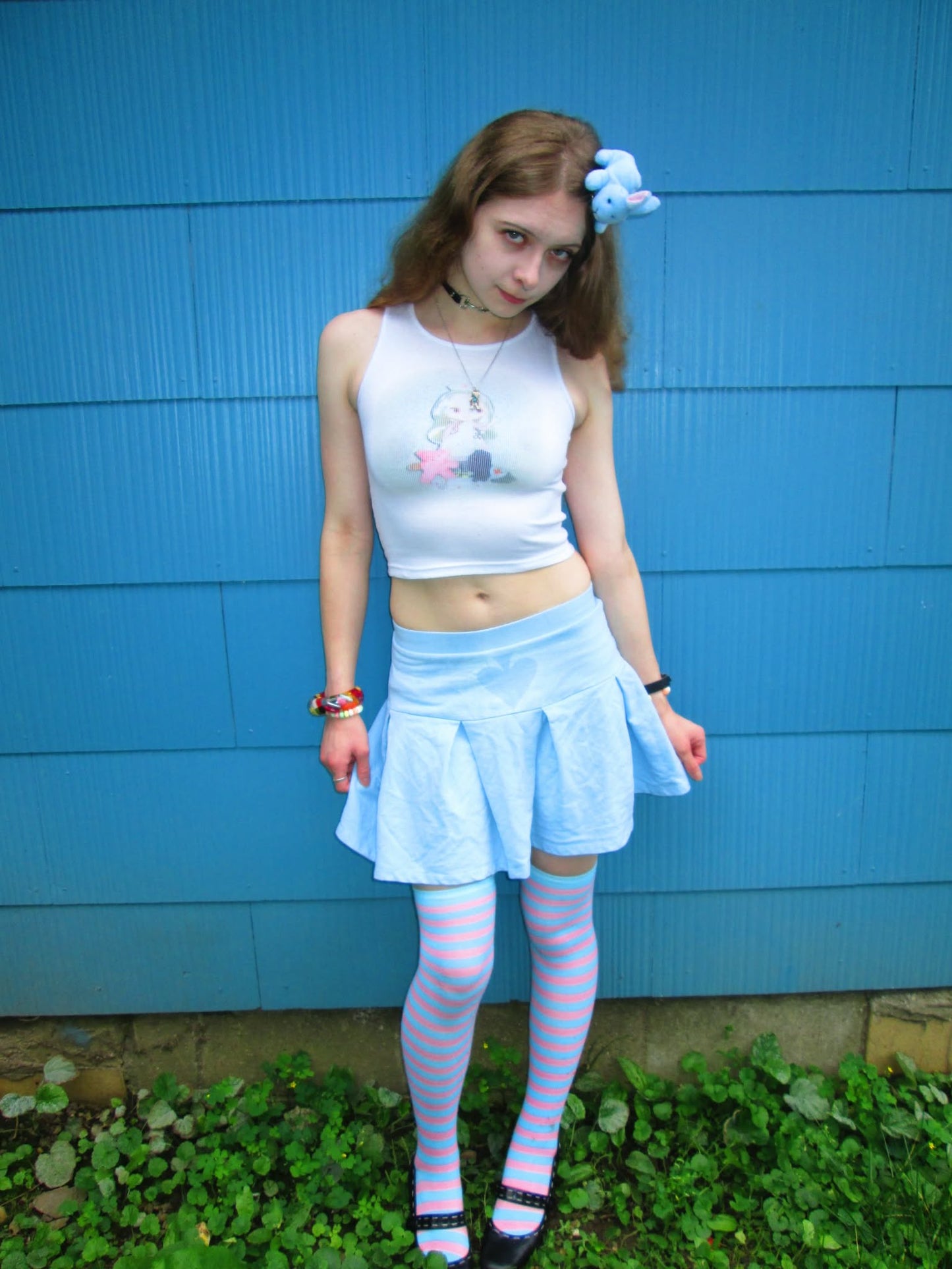pastel blue spade skirt