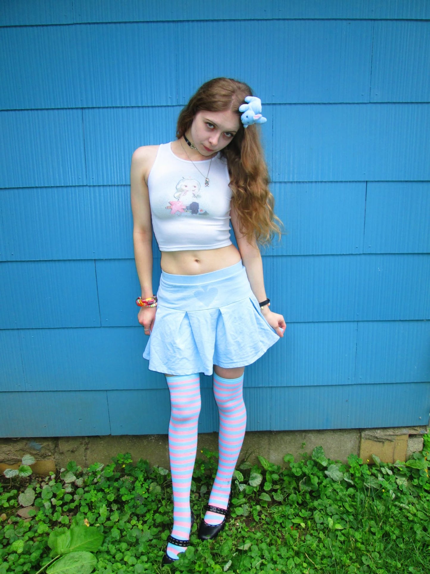 pastel blue spade skirt